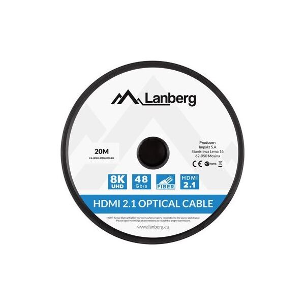 Kabel Lanberg HDMI - HDMI 20m czarny (CA-HDMI-30FB-0200-BK)