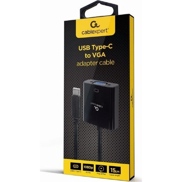 Adapter USB Gembird A-CM-VGAF-01 USB-C - VGA Czarny  (A-CM-VGAF-01)