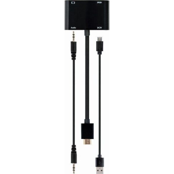 Adapter AV Gembird HDMI - HDMI + D-Sub (VGA) + Jack 3.5mm czarny (A-HDMIM-HDMIFVGAF-01)