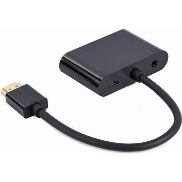 Adapter AV Gembird HDMI - HDMI + D-Sub (VGA) + Jack 3.5mm czarny (A-HDMIM-HDMIFVGAF-01)