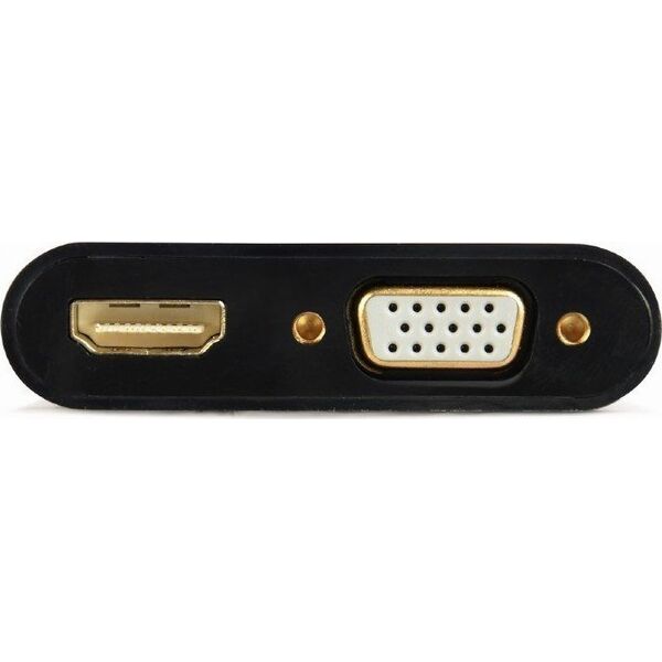 Adapter AV Gembird HDMI - HDMI + D-Sub (VGA) + Jack 3.5mm czarny (A-HDMIM-HDMIFVGAF-01)