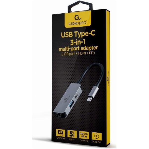 Stacja/replikator Gembird 3w1 USB-C (A-CM-COMBO3-02)