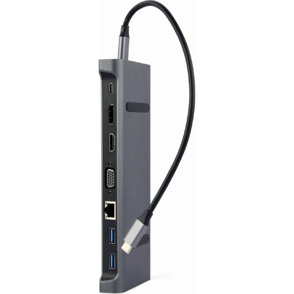 Stacja/replikator Gembird Adapter USB-C 9w1, HDMI, USB-C PD, VGA, DP, USBx3, Audio, LAN