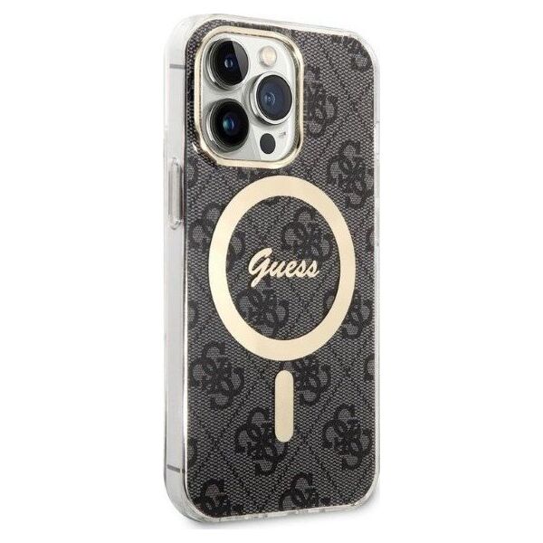 Guess Zestaw Guess GUBPP13LH4EACSK Case+ Charger iPhone 13 Pro czarny/black hard case 4G Print MagSafe NoSize