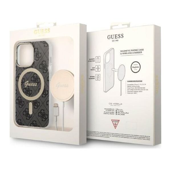 Guess Zestaw Guess GUBPP13LH4EACSK Case+ Charger iPhone 13 Pro czarny/black hard case 4G Print MagSafe NoSize