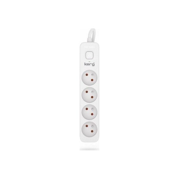 Kerg Przedłużacz KERG z wyłącznikiem-4 gniazda-biało-szary-3m-10A-H05VV-F-3x1,0mm2