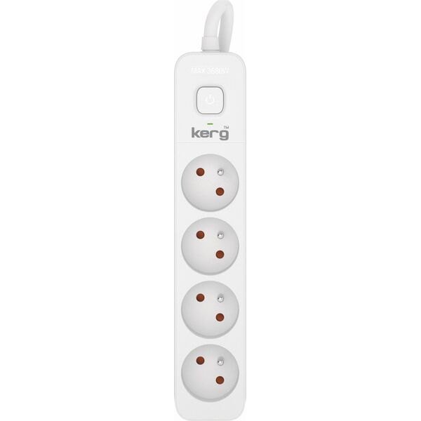 Kerg Przedłużacz KERG z wyłącznikiem-4 gniazda-biało-szary-1,5m-16A-H05VV-F-3x1,5mm2