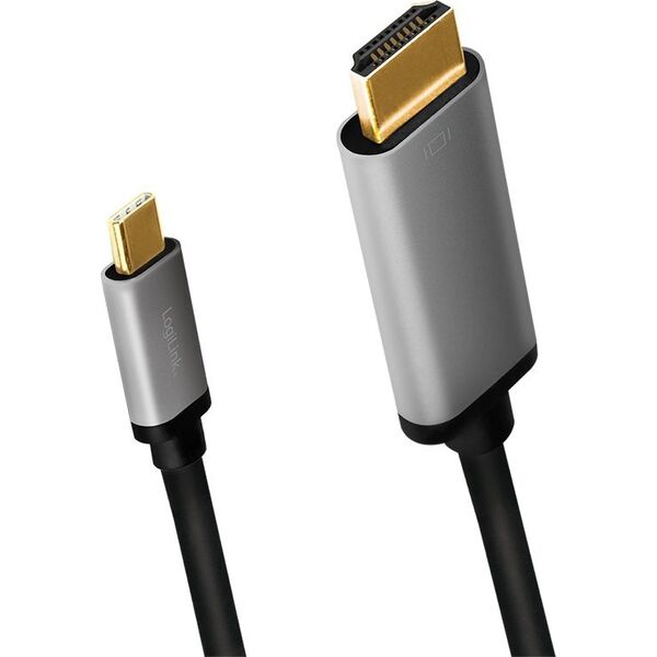 Kabel USB LogiLink USB-C - HDMI 1.8 m Czarno-srebrny (CUA0101)