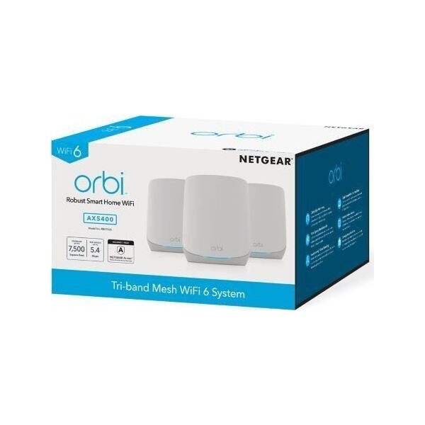 Router NETGEAR System WiFi 6 Orbi 3-pak (RBK763S-100EUS)