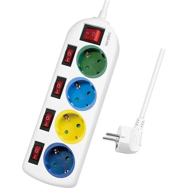 Listwa zasilająca LogiLink LogiLink 4 gniazda 1.5m kolorowa