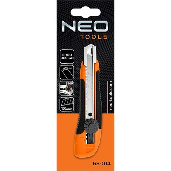 Neo Nóż z ostrzem łamanym (Snap-off blade knife 18mm, metal slideway)