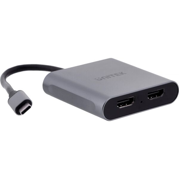 Adapter USB Unitek V1404B USB-C - HDMI x2 Srebrny  (V1404B)