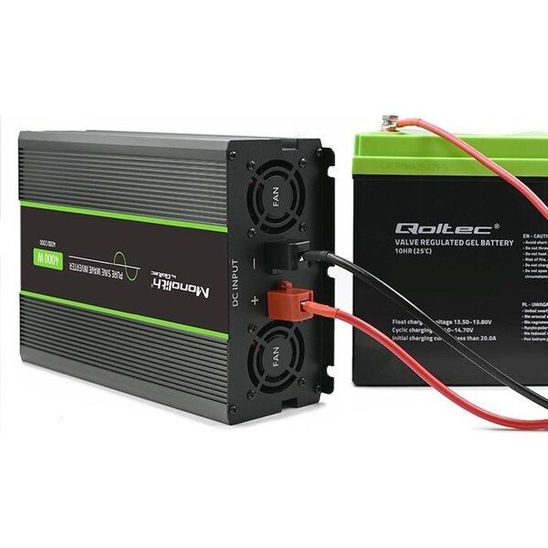 Przetwornica Qoltec Przetwornica napięcia Monolith | 2000W | 4000W | 24V na 230V | Czysty Sinus