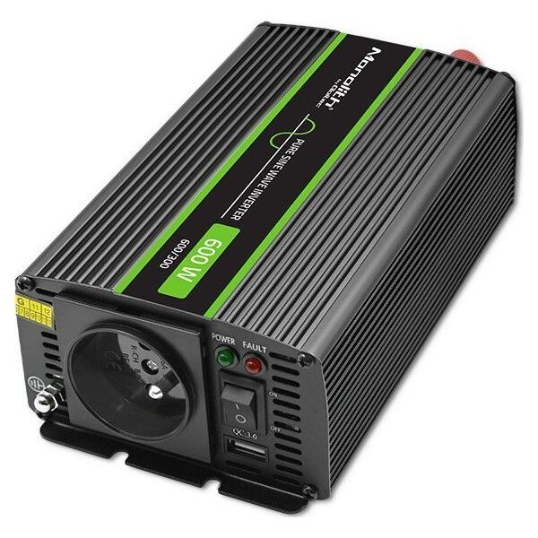 Przetwornica Qoltec Przetwornica napięcia Monolith | 300W | 600W | 12V na 230V | Czysty Sinus