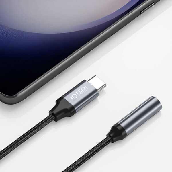 Adapter USB Tech-Protect Adapter Tech-protect Ultraboost USB-C/mini jack 3.5mm Black