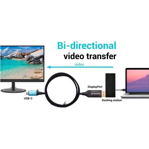 Kabel USB I-TEC USB-C - DisplayPort 1.5 m Czarno-srebrny (C31CBLDP8KBIDIR)