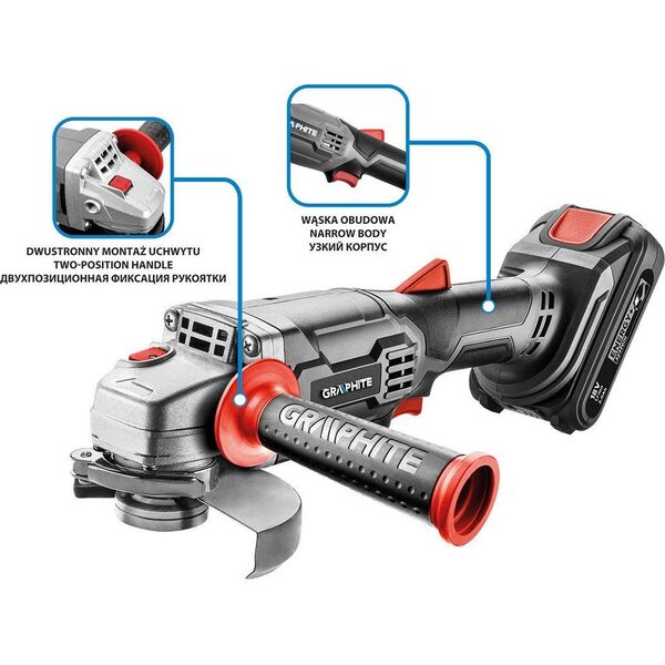Szlifierka Graphite 58GE130 SZLIFIERKA KATOWA AKUMULATOROWA ENERGY+ 125MM GRAPHITE