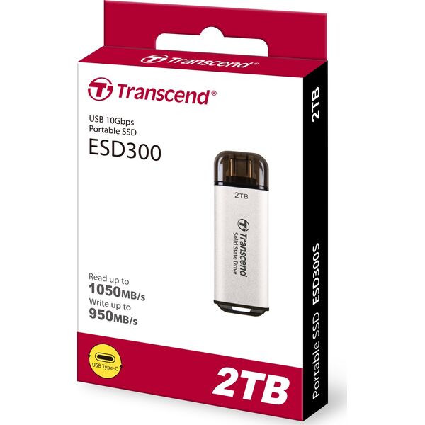 Dysk zewnętrzny SSD Transcend ESD300S 2TB Srebrny (TS2TESD300S)