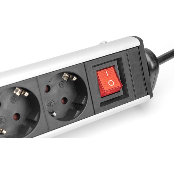 Listwa zasilająca Digitus Listwa zasilajšca biurowa 45° 6 gniazd, 2xUSB-A 1xUSB-C (5V/3,4A) możliwoć obrotu o 180°, aluminiowa, z zaciskiem na blat