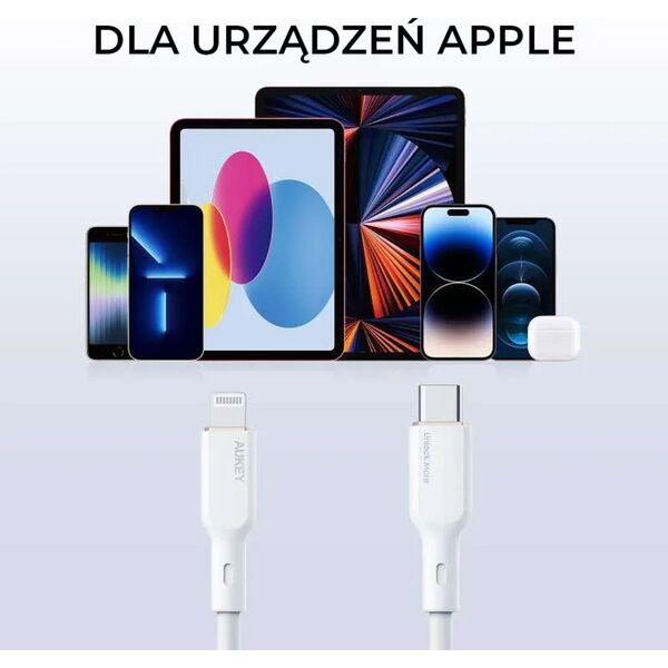 Kabel USB Aukey USB-C - Lightning 1.8 m Biały (CB-SCL2)