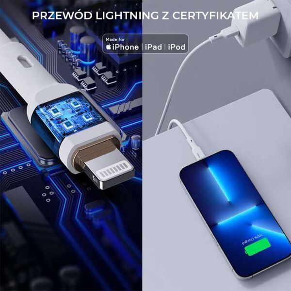 Kabel USB Aukey USB-C - Lightning 1.8 m Biały (CB-SCL2)
