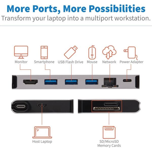 Stacja/replikator Eaton USB-C (U442-DOCK5D-GY)