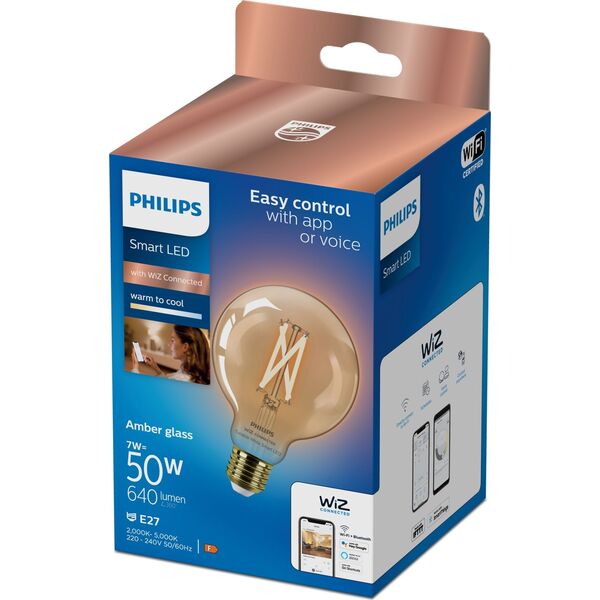 Philips Philips Smart filament bursztynowa E27 G95 7 W (50 W), WW-CW