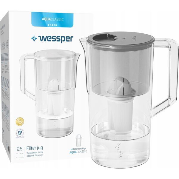 Dzbanek filtrujący Wessper AquaClassic Basic 2.5L szary (WES204-GR)