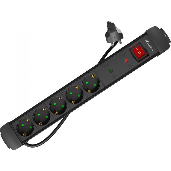 Listwa zasilająca Lanberg SP1 przeciwprzepięciowa 5 gniazd 1.5 m czarna (SP1-05F-0150-BK)