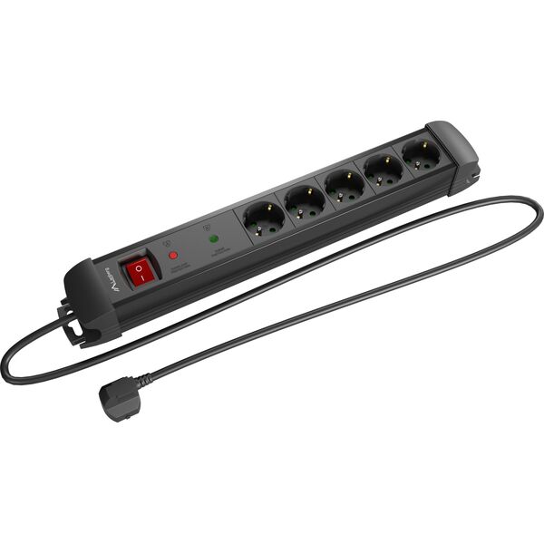 Listwa zasilająca Lanberg SP1 przeciwprzepięciowa 5 gniazd 1.5 m czarna (SP1-05F-0150-BK)