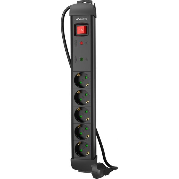 Listwa zasilająca Lanberg SP1 przeciwprzepięciowa 5 gniazd 1.5 m czarna (SP1-05F-0150-BK)