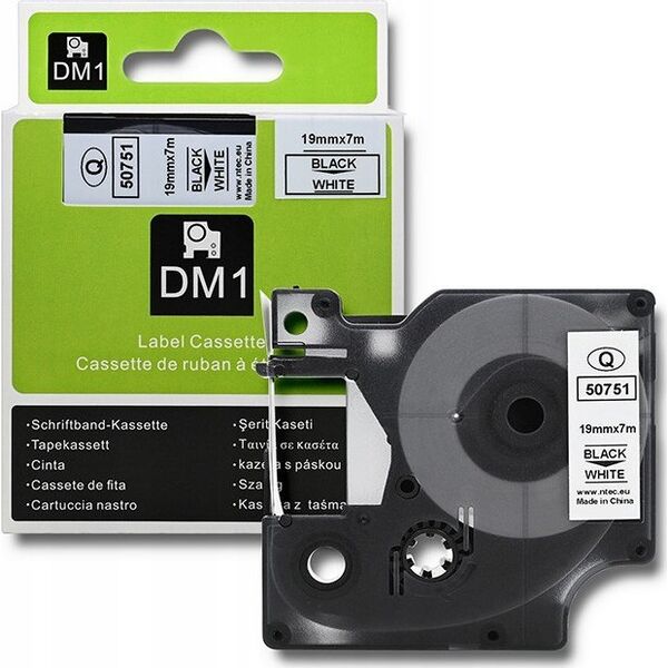 Qoltec Taśma Qoltec do DYMO D1 45803, 45808 | 19mm x 7m | Biała / Czarny nadruk