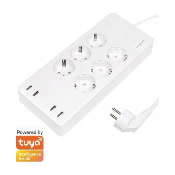 LogiLink LogiLink 6 gniazd Wi-Fi smart 1.8m biała