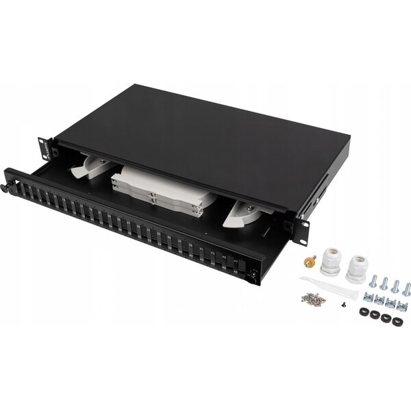 Lanberg Przełącznica światłowodowa Lanberg 24xSC Duplex / 24xLC Quad RACK 19" 1U Czarna + akcesoria