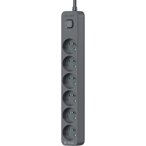 Listwa zasilająca Tracer Tracer Power Line+ 1,8 m 6 gniazd grafitowy