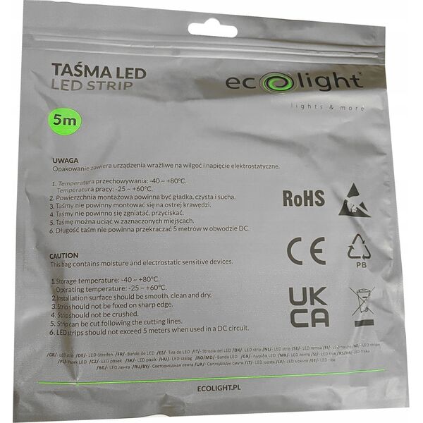 Taśma LED ECOLIGHT2 Eco Light EC79576 taśma LED 48W 9.6W/M LED 5M 4000K 600lm biała