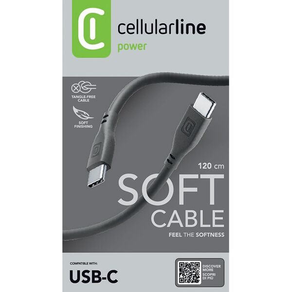Kabel USB Cellular Line USB-C - USB-C 1.2 m Czarny (USBDATASOFTC2CK)