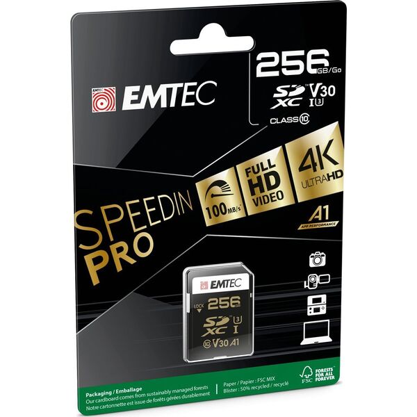 Karta Emtec Emtec SD 256GB UHS-I U3 V30 SpeedIN Pro