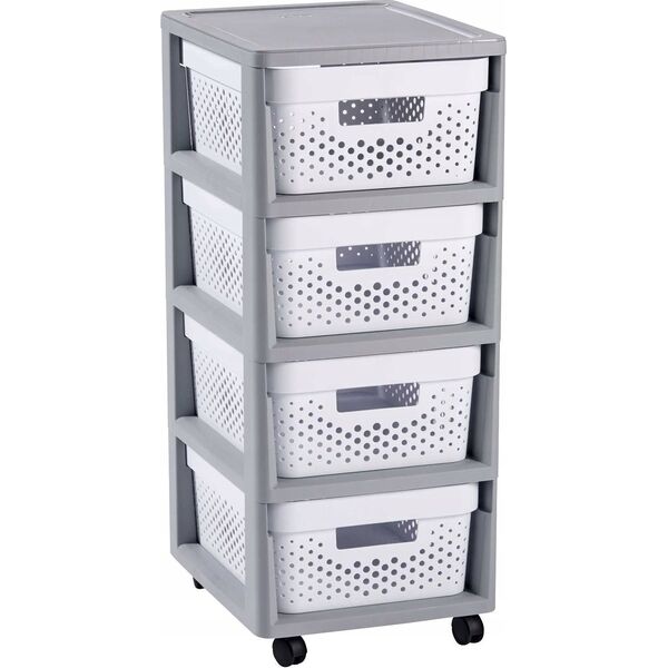 Curver CURVER REGAŁ INFINITY KD 4X10L AŻUROWY   /SZARY/BIAŁY