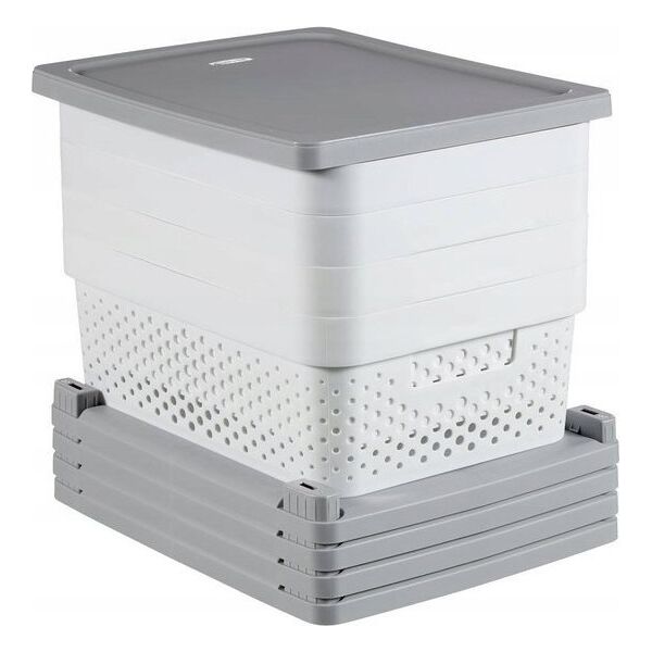 Curver CURVER REGAŁ INFINITY KD 4X10L AŻUROWY   /SZARY/BIAŁY