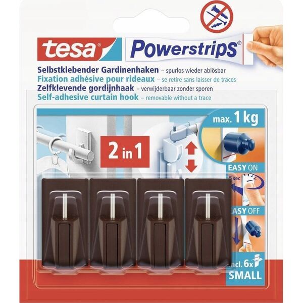 Tesa tesa Powerstrips Vario-Gardinenhaken braun