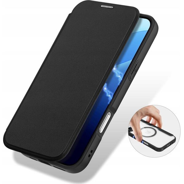 Etui Dux Ducis Skin X Pro na iPhone 16 Pro z MagSafe i klapką - czarne