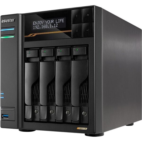 Serwer plików Asustor LOCKERSTOR 6 Gen3 AS6806T 6-bay, AMD Ryzen V3C14 Cztery rdzenie 2.3GHz, 16G ECC DDR5, 4x M.2 PCIe (NVMe), 2x 10 GbE, 2x 5 GbE,
