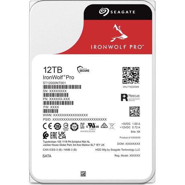 Dysk serwerowy Seagate IronWolf Pro 12TB 3.5'' SATA III (6 Gb/s)  (ST12000NT001)