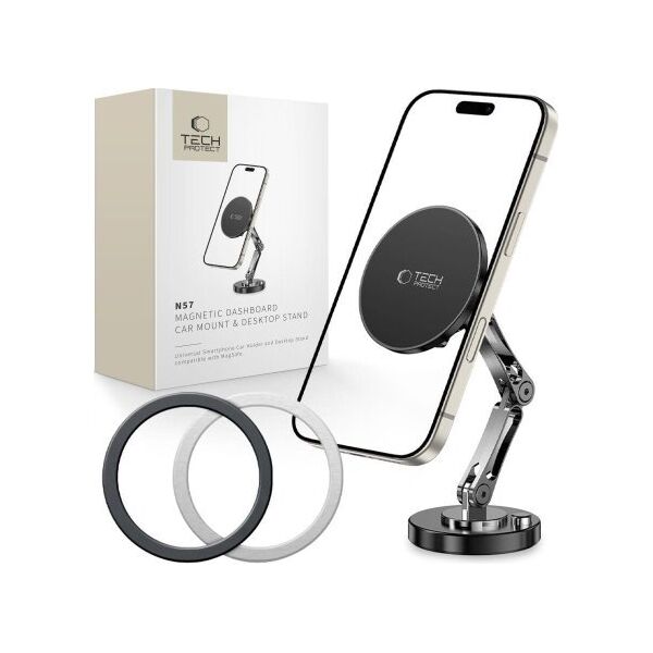 TECH-PROTECT N57 MAGNETIC MAGSAFE DASHBOARD CAR MOUNT & DESKTOP PHONE STAND BLACK