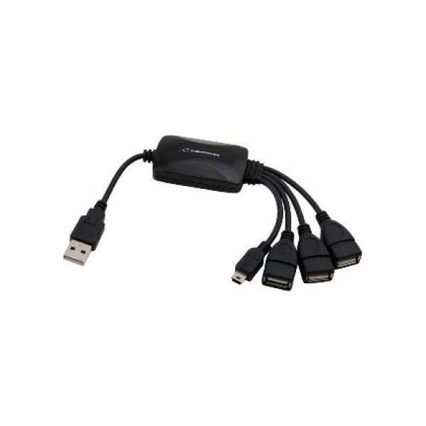 HUB USB Esperanza 1x miniUSB męski  + 3x USB-A 2.0 (EA-114)