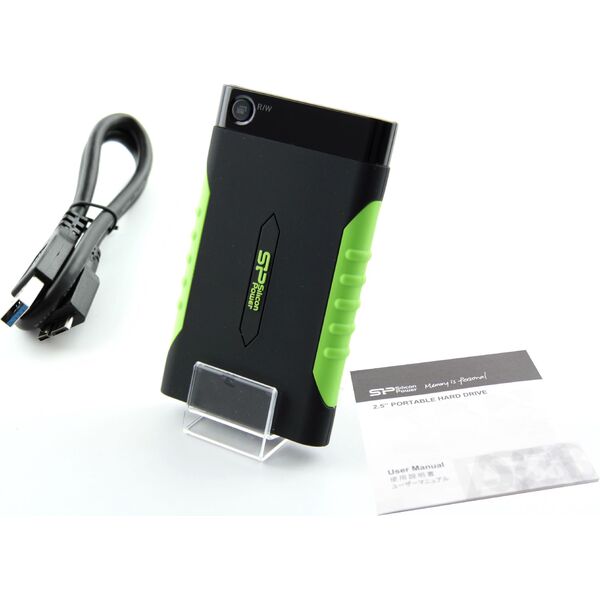 Dysk zewnętrzny HDD Silicon Power Armor A15 1TB Czarno-zielony (SP010TBPHDA15S3K)