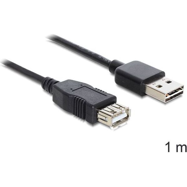Kabel USB Delock USB-A - USB-A 1 m Czarny (83370)