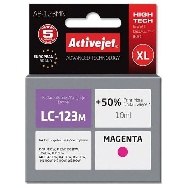 Tusz Activejet tusz AB-123MN / LC123M (magenta)