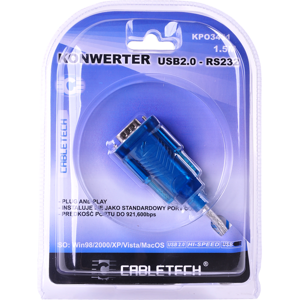 Adapter USB Cabletech DB9M USB - RS-232 Niebieski  (KPO3431-1.5)